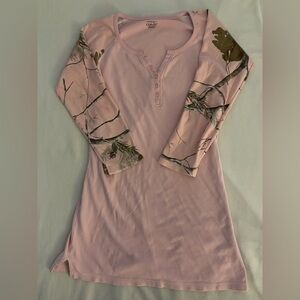 camo sleeve baby pink henley nightgown